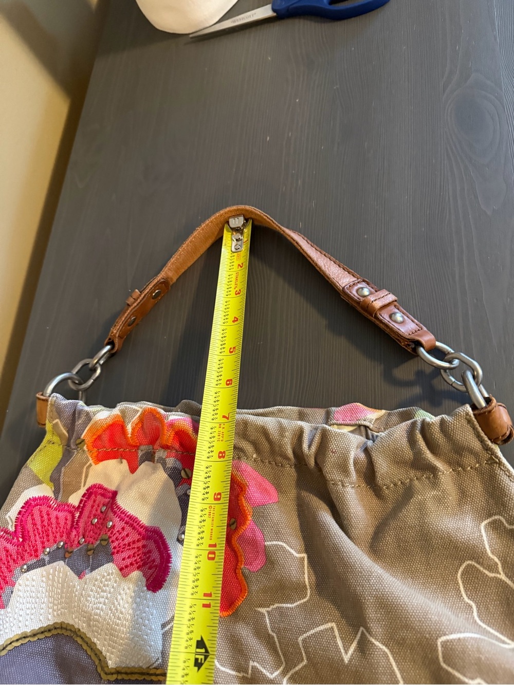 Fossil Vintage Y2K Floral Appliqué Canvas Shoulder Bag in Brown and Multicolor - Picture 13 of 14